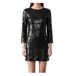 Theory Harmen Black Sequin Mini Dress Size S Evening Cocktail Party Wear